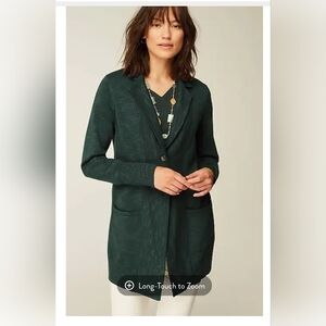 J. Jill Dark Green Open Front CardiganTextured Sweater-Jacket Size XL